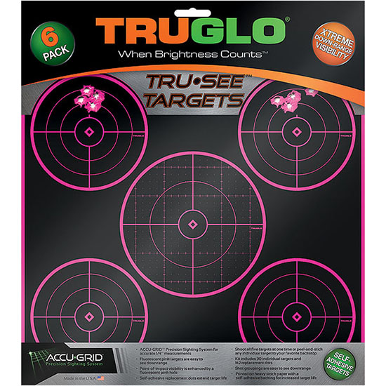 TRUGLO TARGET 5 BULL 6PK 12X12 PNK - Sale
